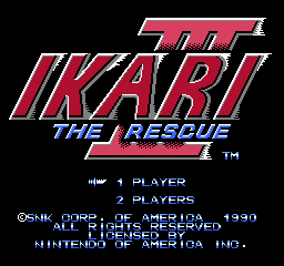 Ikari III - The Rescue (USA) Title Screen